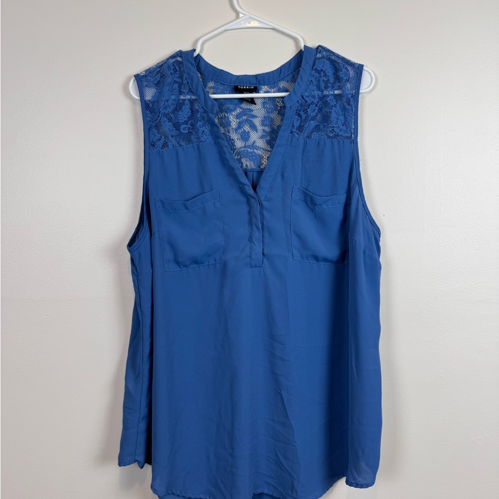 Torrid Blue Lace Accent Blouse